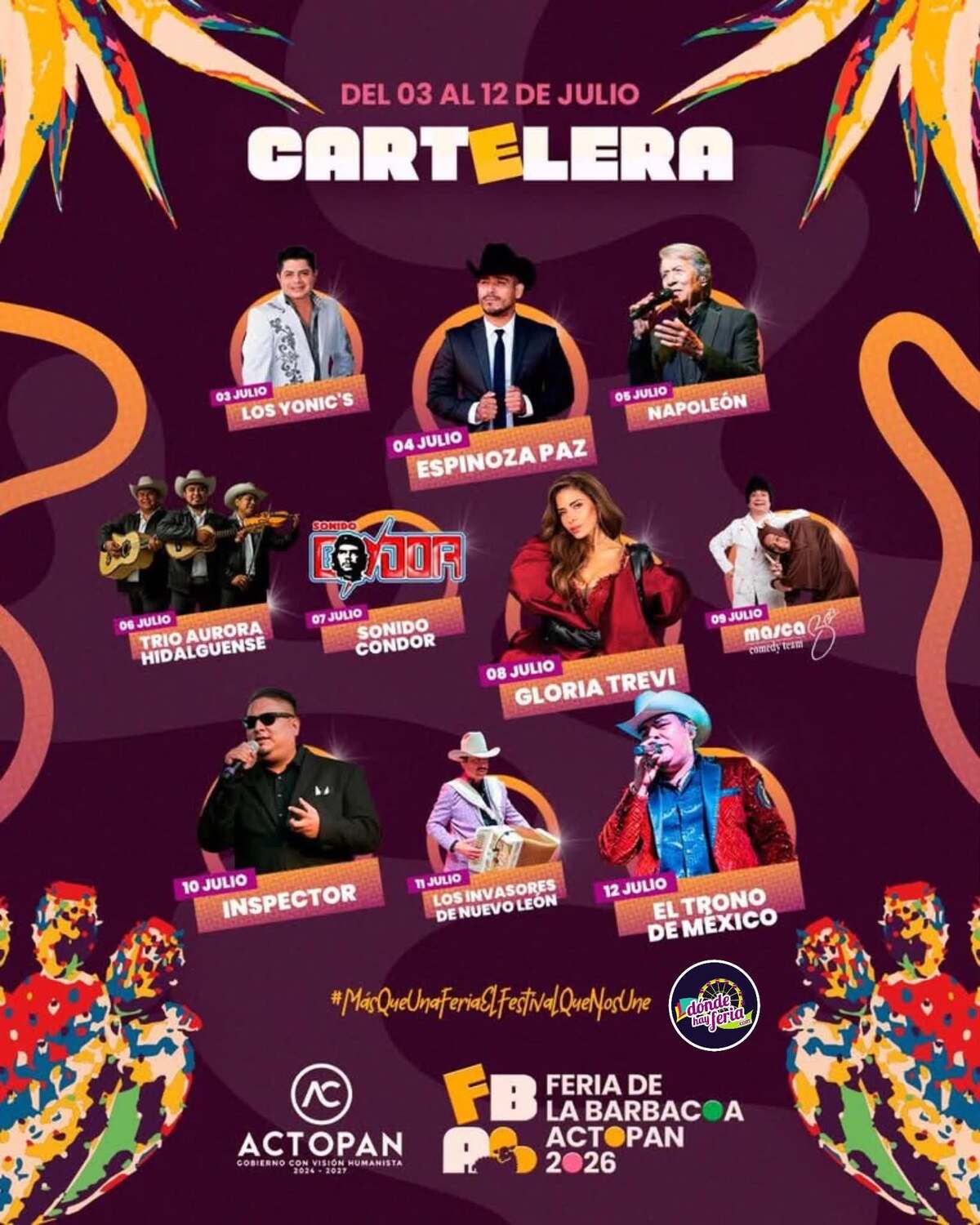 Cartelera de la Feria de la Barbacoa Actopan 2026. (Redes Sociales)