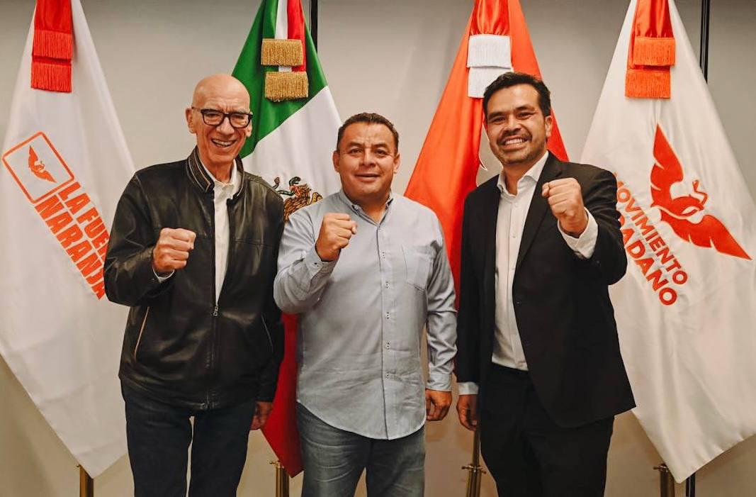 Jorge Álvarez Máynez, Dante Delgado y Erubiel Alonso Que en las oficinas de Movimiento Ciudadano.