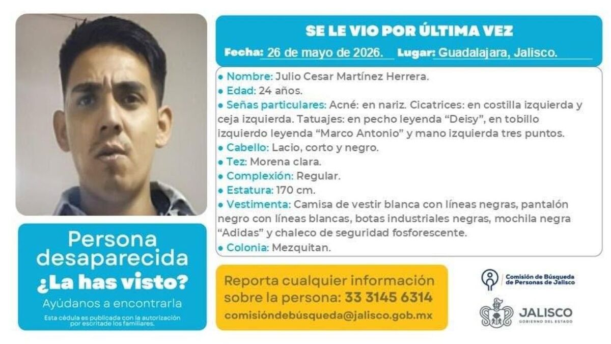 Julio César Martínez, trabajador de SITEUR desaparecido en GDL (Cortesía)