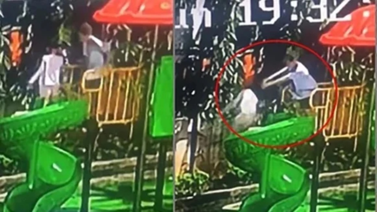 Niña sufre fuerte caída tras ser empujada de un tobogán | VIDEO