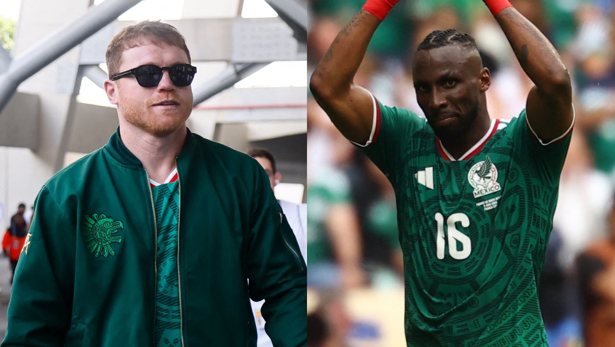 'Canelo' Álvarez se reúne con Julián Quiñones tras victoria de México ante Sudáfrica en el Mundial (Reuters)
