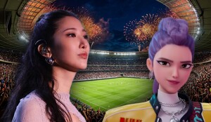 Ejar, Rumi de Las Guerreras K-Pop, estará en la inauguración del Mundial (IG: @ejae_k // Netflix: Las Guerras K-Pop // Gemini)