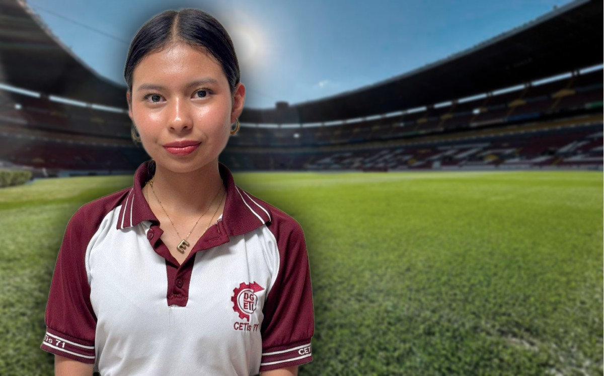 Estrella, estudiante de Tamaulipas en partido inaugural del Mundial 2026. | Especial/cortecía DGTI Tamaulipas