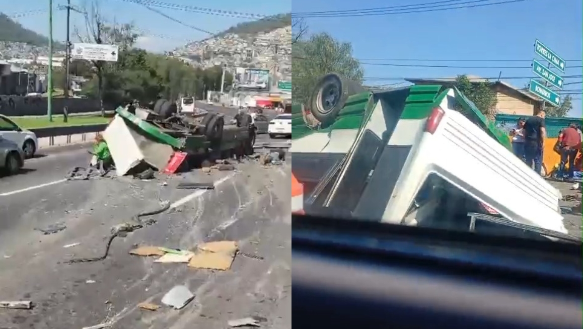 La unidad de transporte quedó en perdida total tras el aparatoso choque y volcadura. | Especial