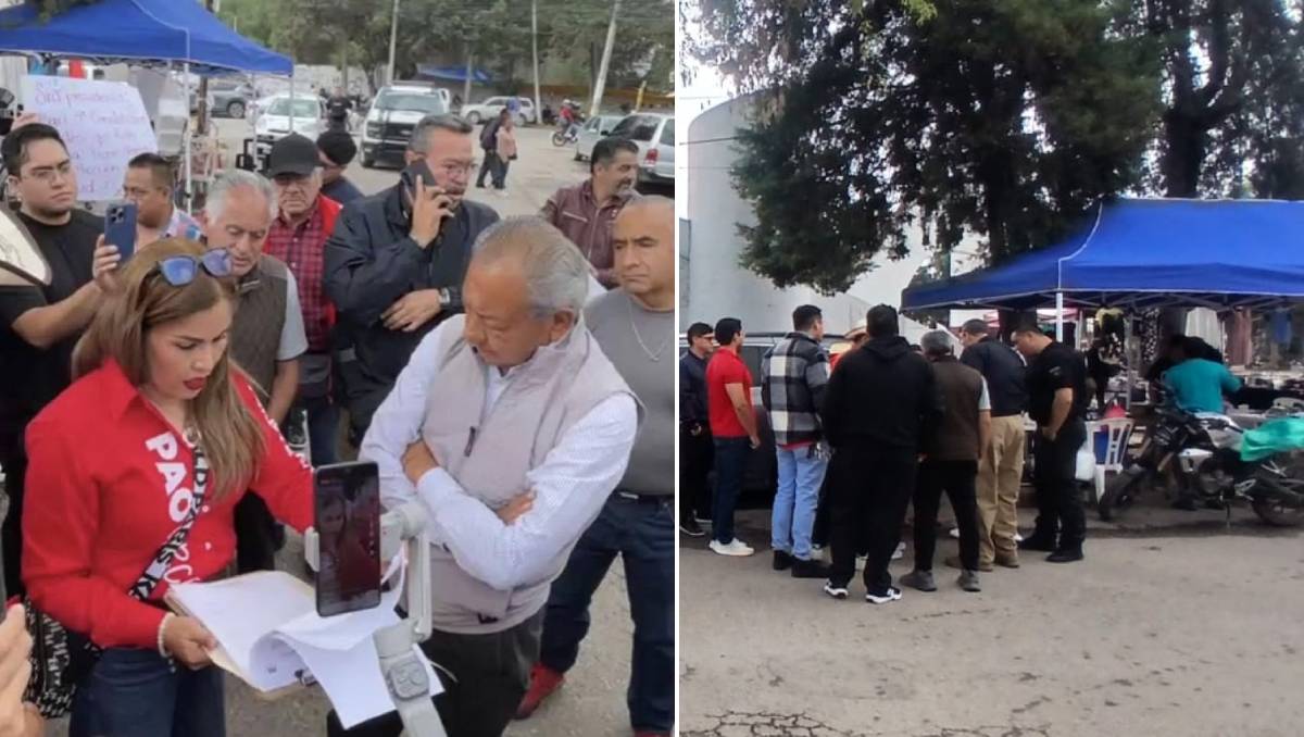 Los vecinos, con apoyo de los dirigentes locales del PRI, explicaron que contaban con un permiso. | Foto: Carlos Zaid