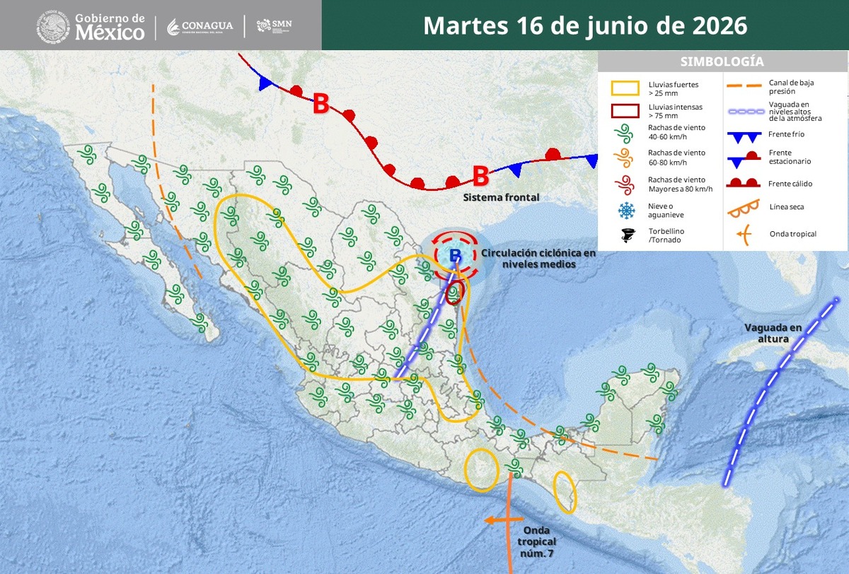 Frente frío fuera de temporada en México el 16 de junio | SMN Conagua