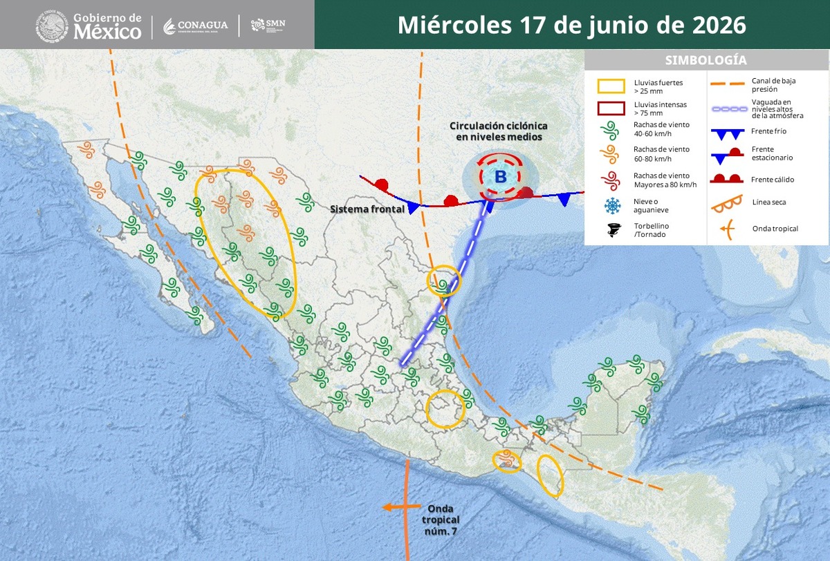 Frente frío fuera de temporada en México el 17 de junio | SMN Conagua