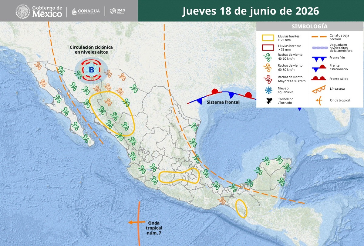 Frente frío fuera de temporada en México el 18 de junio | SMN Conagua