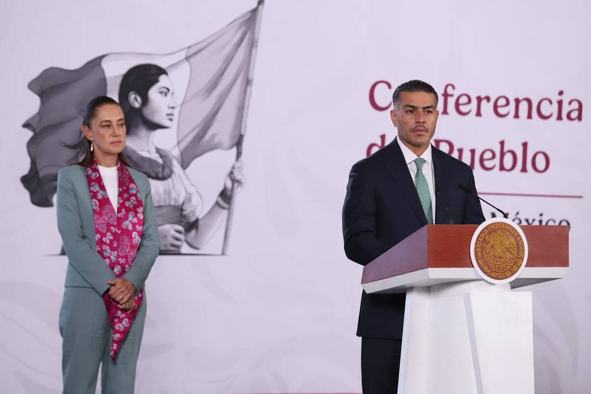 Omar García Harfuch, titular de la SSPC en La Mañanera del Pueblo. | Foto: Octavio Hoyos.
