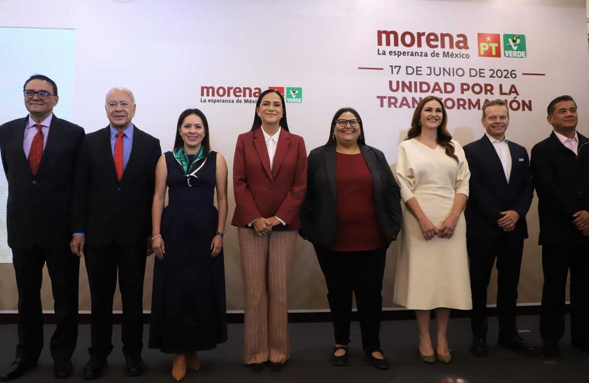 La dirigencia nacional de Morena y la Comisión Nacional de Elecciones presentaron sus reglas rumbo al 2027. | Foto: Javier Ríos