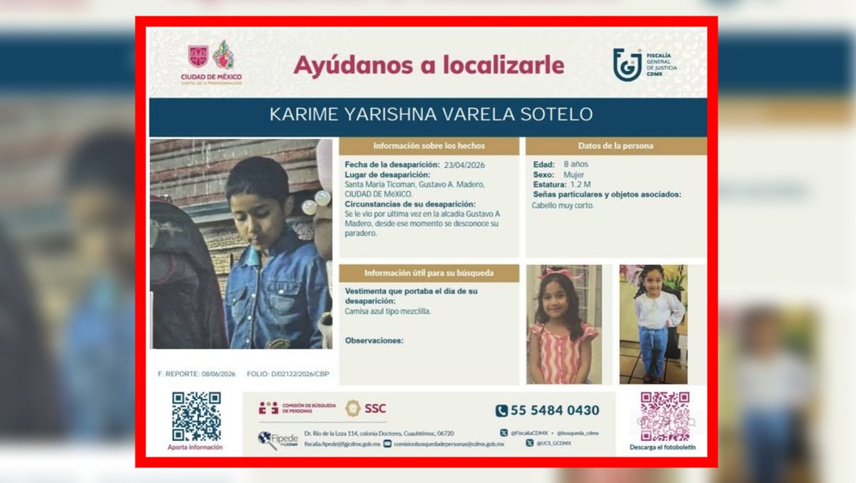 Ficha de búsqueda de Karime Yarishna. | ESPECIAL