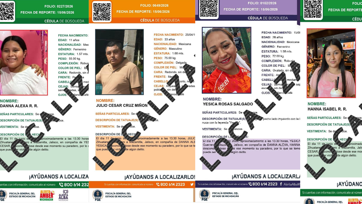 Imágenes de las personas localizadas en Michoacán