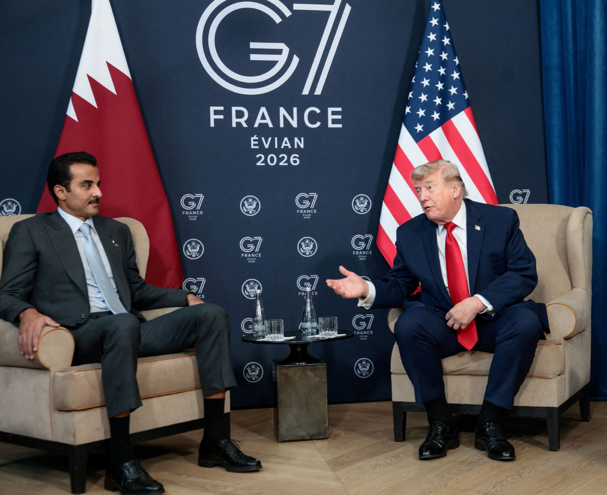 Donald Trump se reúne con Tamim bin Hamad Al Thani. REUTERS.