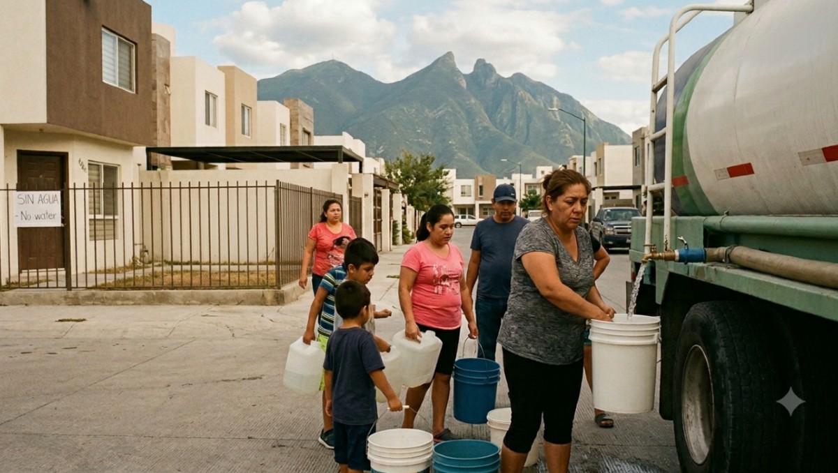 Cortes de agua en área metropolitana de Monterrey | Imagen creada con IA