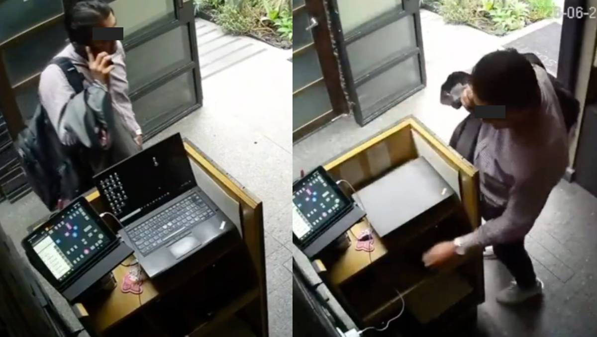 Cámaras de seguridad captaron el momento en que un hombre tomó el equipo de un restaurante en la CdMx. | Foto: Carlos Jiménez