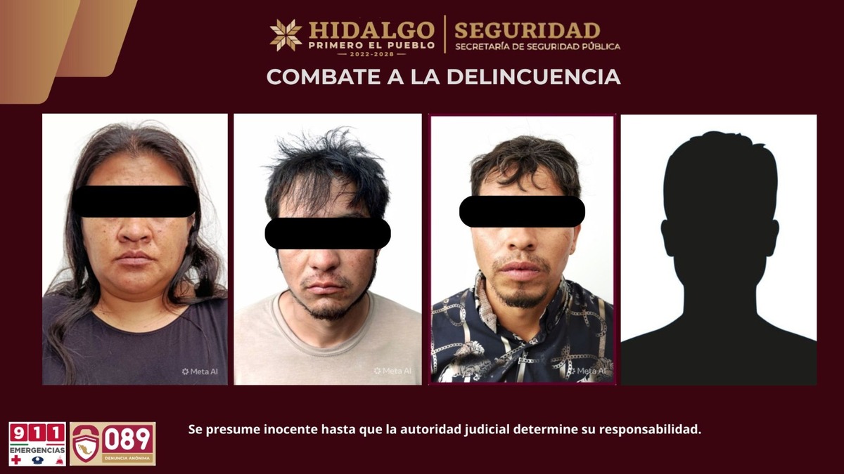 Caen cuatro sujetos identificados como generadores de violencia en el valle del Mezquital de Hidalgo, entre ellos un menor de edad. (Cortesía SSPH)