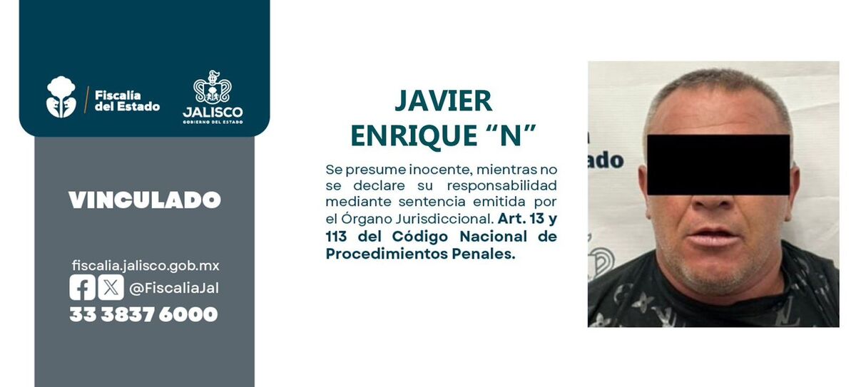 Vinculan a proceso a Javier Enrique "N".  (Cortesía Fiscalía de Jalisco)