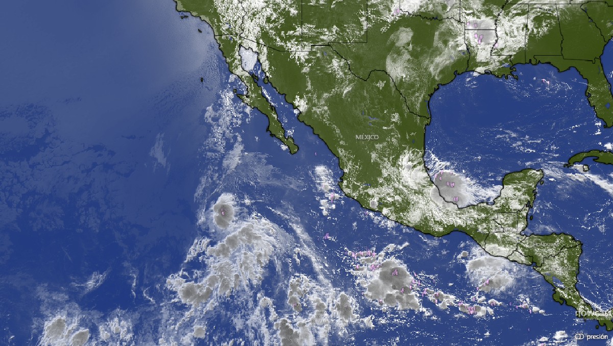Las zonas se ubican al suroeste de la península de Baja California. | Foto: Windy