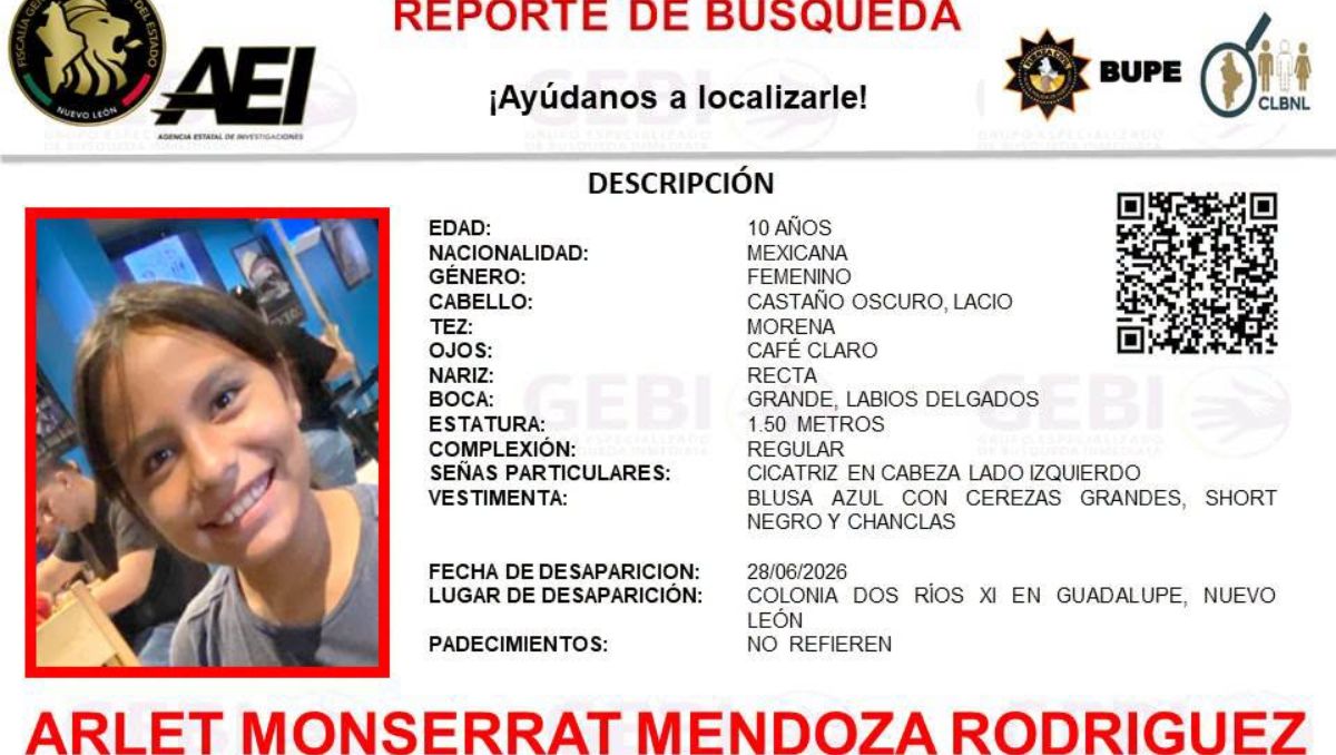 La niña mide 1.50 metros y es de complexión regular | Especial