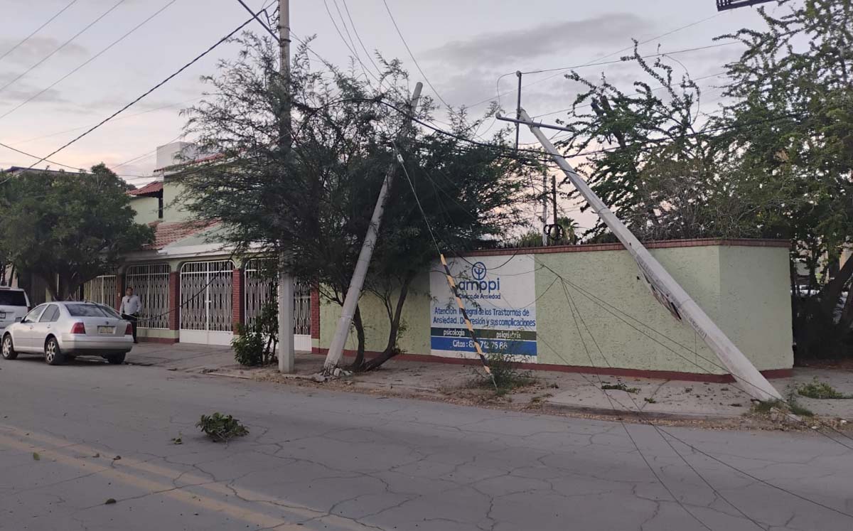 Conductor de tráiler derriba postes y huye en Torreón. | Foto: Luis Salcedo