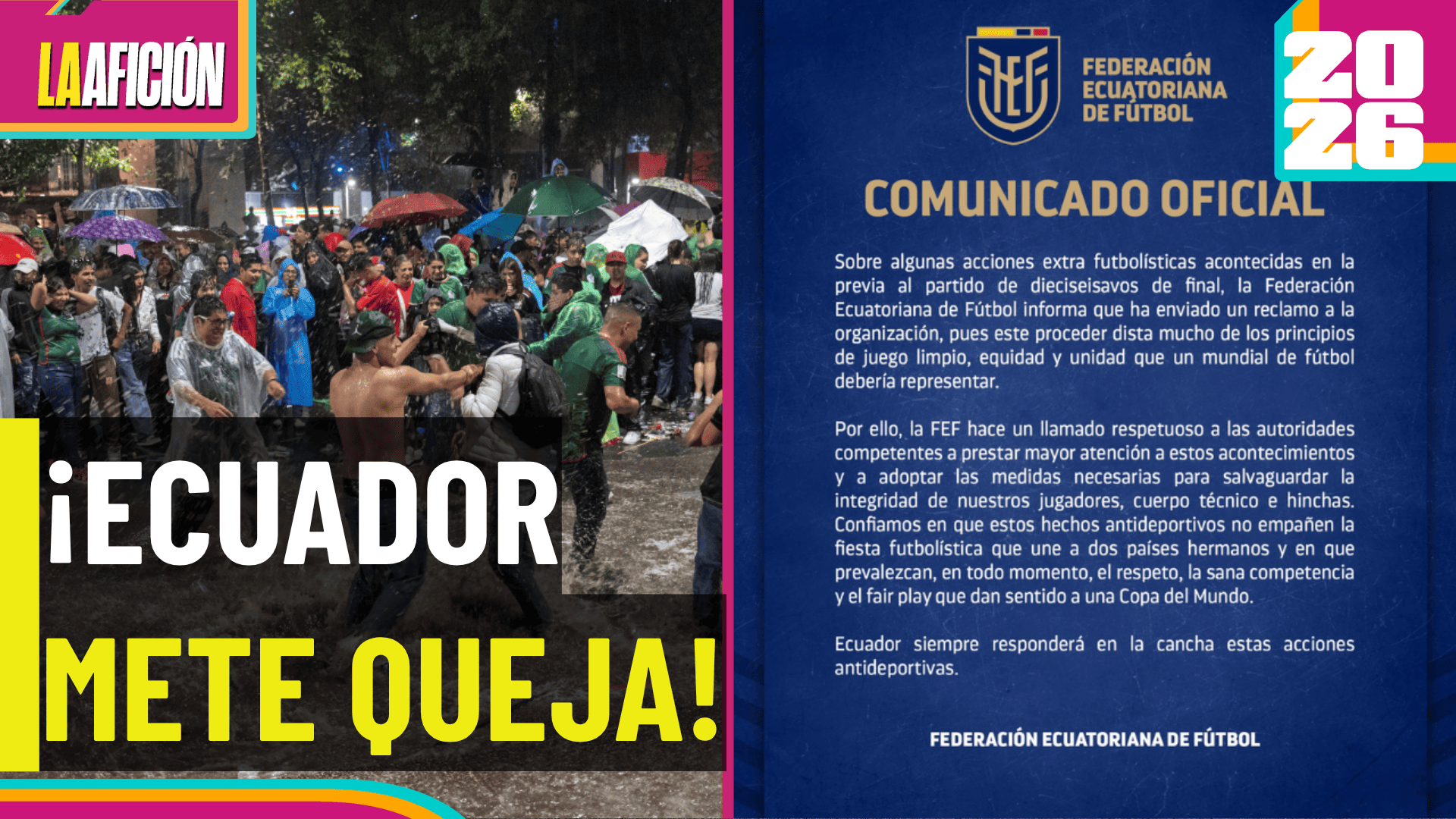 ¡Explota la tensión! Ecuador denuncia “juego sucio” antes de enfrentar a México