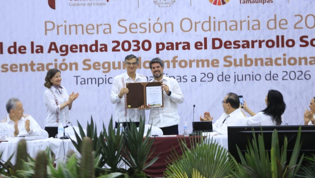 Reconocen liderazgo y visión del gobernador Américo Villarreal Anaya en avanzar en el cumplimiento de la Agenda 2030. (Cortesía)