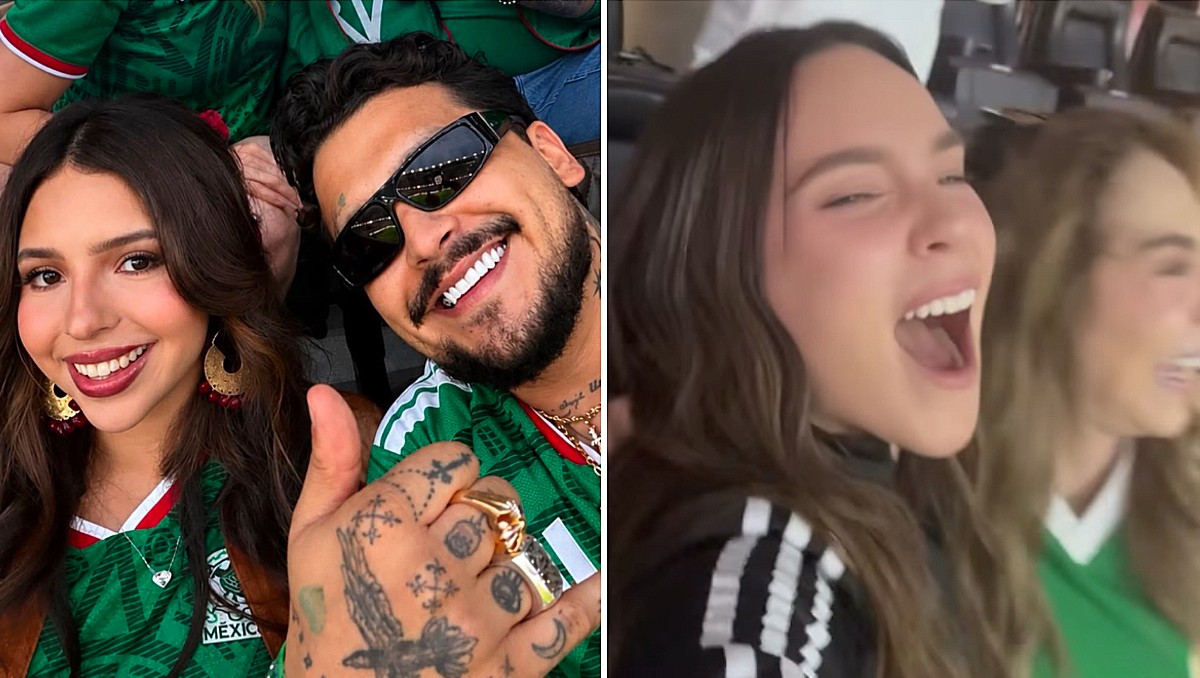 Belinda, Christian Nodal y Ángela Aguilar en la misma zona del Estadio Ciudad de México (IG)