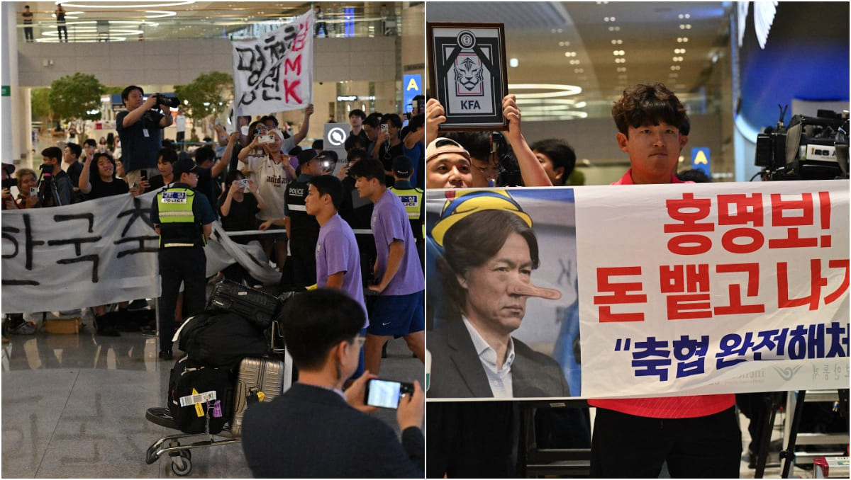 Corea del Sur no fue bien recibida tras su eliminación en el Mundial. | AFP
