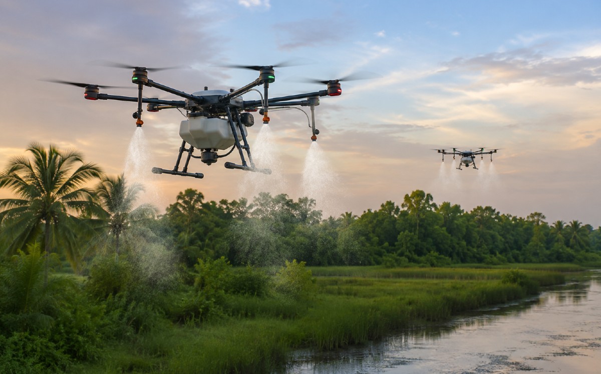 Fumigación con drones ante presencia de mosquitos en Tamaulipas.| ia