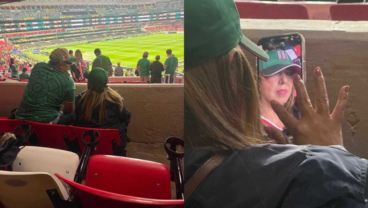 Juanita Carrillo fue captada mientras se tomaba fotos en el partido de México. Foto: RRSS