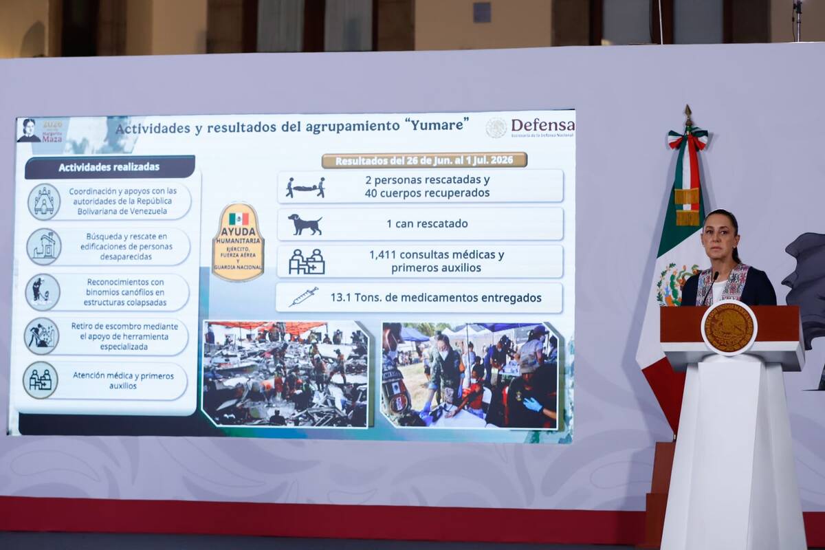 Sheinbaum detalló las acciones de apoyo y rescate de la Defensa en Venezuela. | Foto: Ariana Pérez