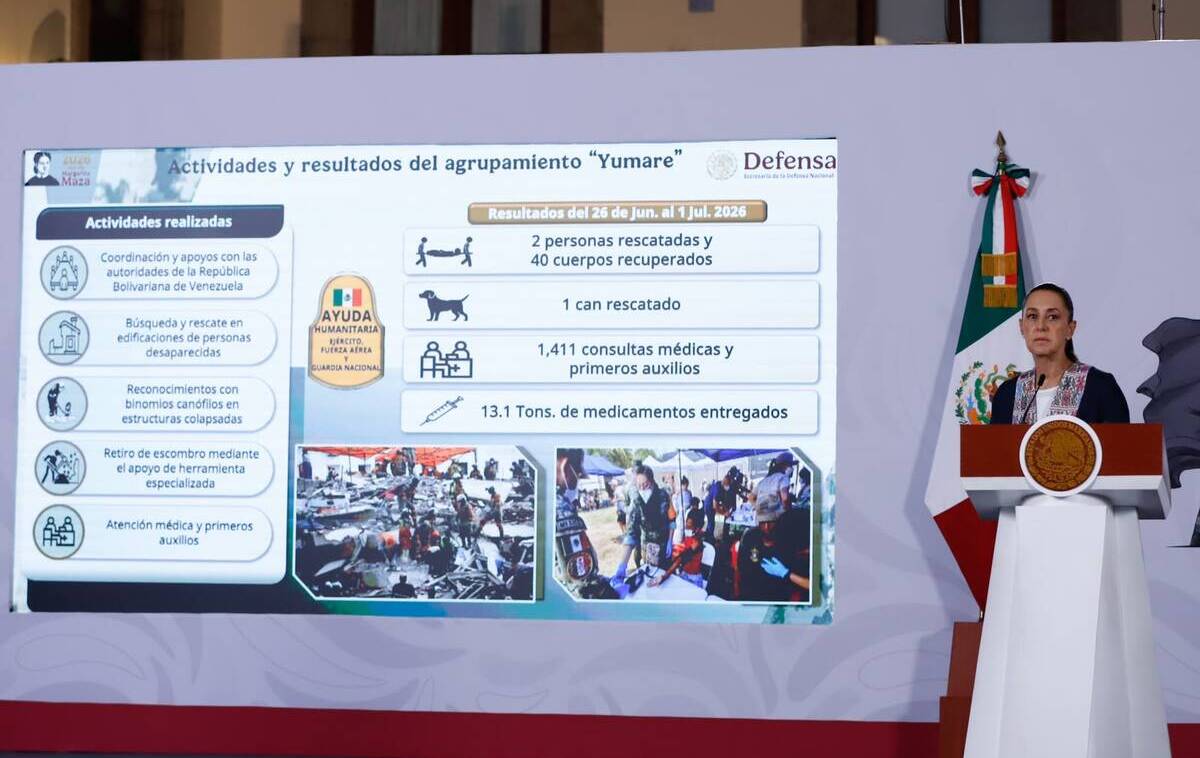 Sheinbaum anuncia envío de más apoyo a Venezuela en barco de la Semar