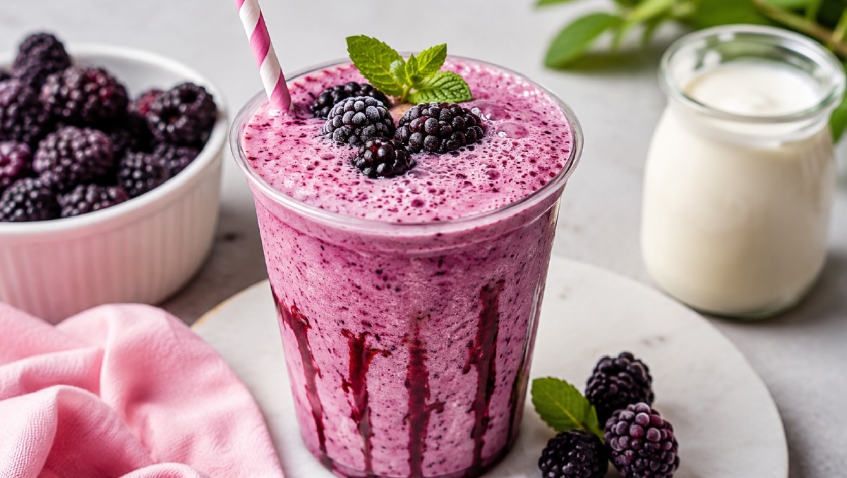 Frappe de moras y yogurt: receta casera fácil y cremosa | IA DISCOVER