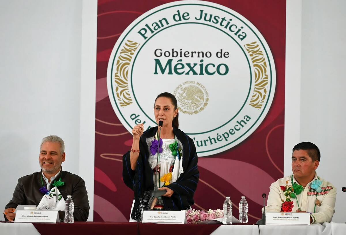 Sheinbaum presentó avances del Plan de Justicia para el pueblo purépecha. | Foto: Especial