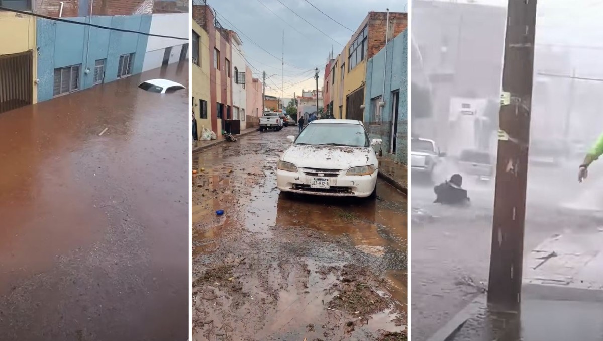 Desde vehículos dañados y una personas arrastrada, la fuerte lluvia en Tepatitlán alarmó a la población (Redes Sociales)