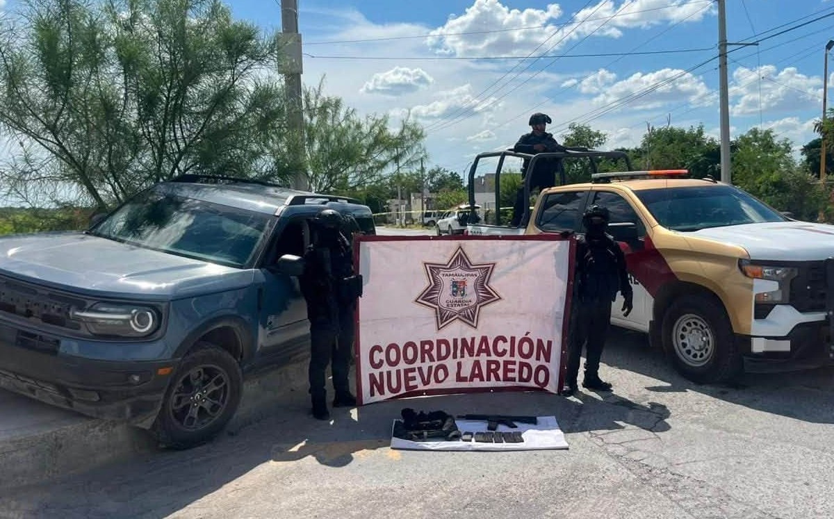 Aseguran vehículo robado, arma larga y equipo táctico en Nuevo Laredo. | Vocería de Seguridad