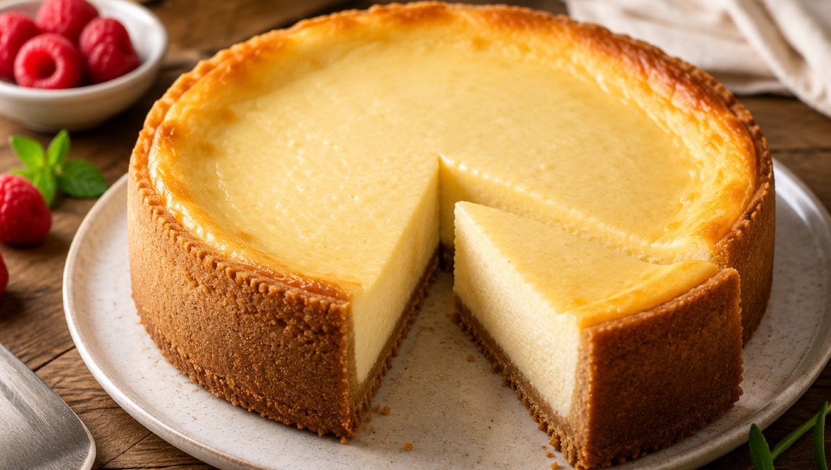 Imagen ilustrativa de pay de queso casero (IA)
