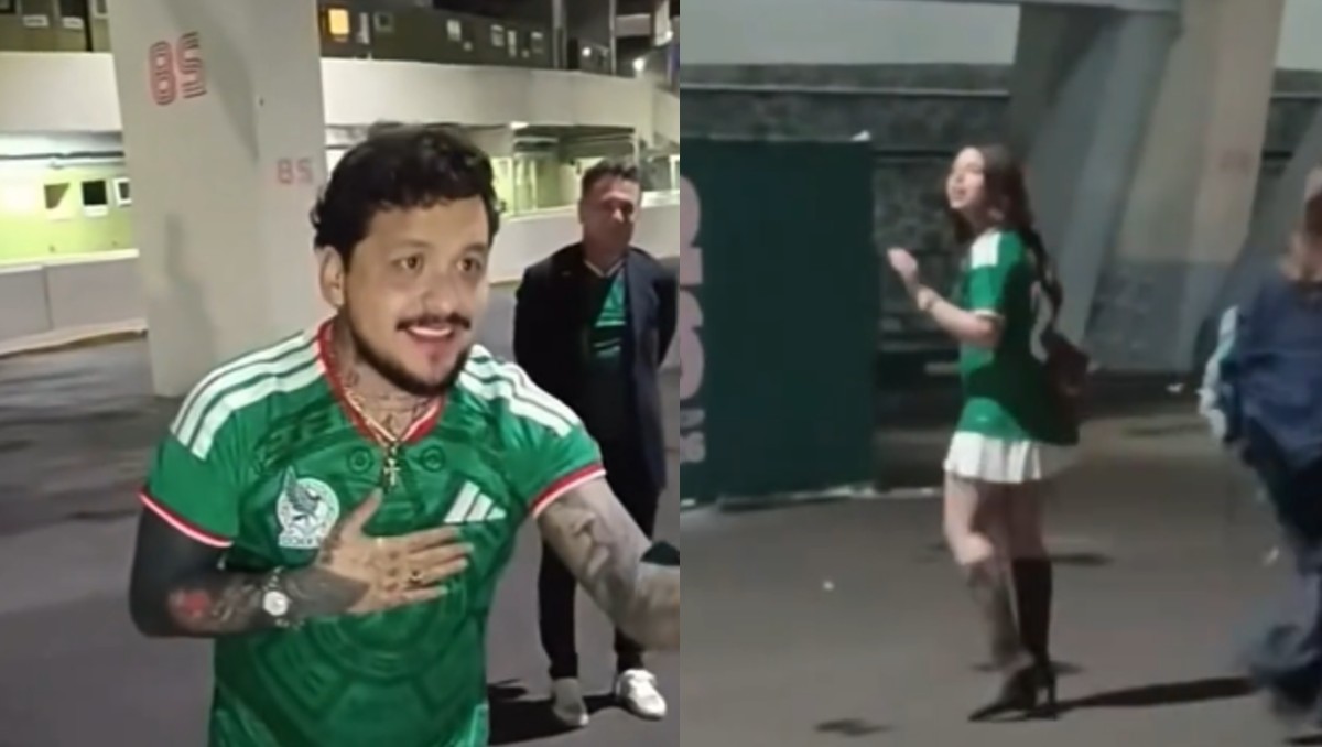 Ángela Aguilar y Christian Nodal asistieron al partido de México contra Ecuador y fueron grabados por fans. | FOTO: TikTok @marthafuentes077