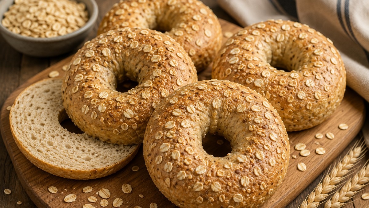Receta para hacer bagels de avena. | IA