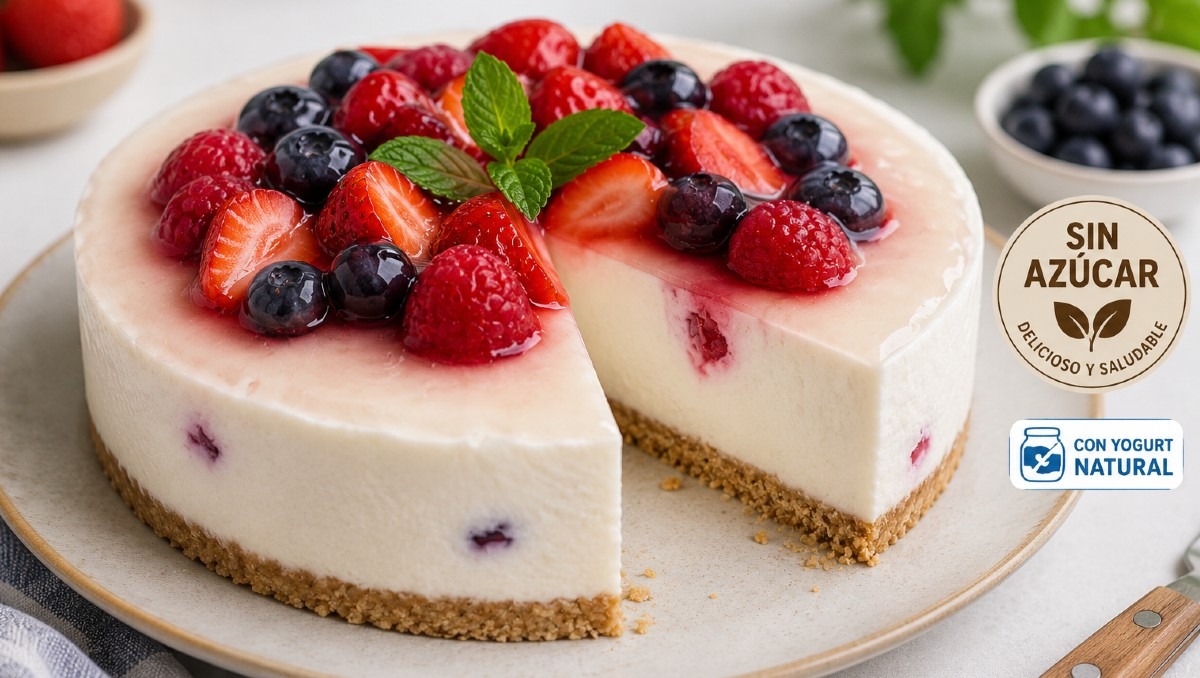 Receta pastel de yogurt sin azúcar. | IA