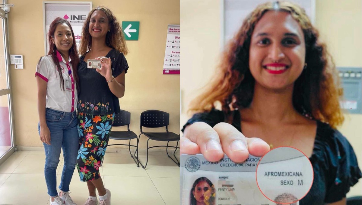 La activista Fenty Law obtuvo su primera credencial del INE con reconocimiento como persona afromexicana. | Foto: Especial