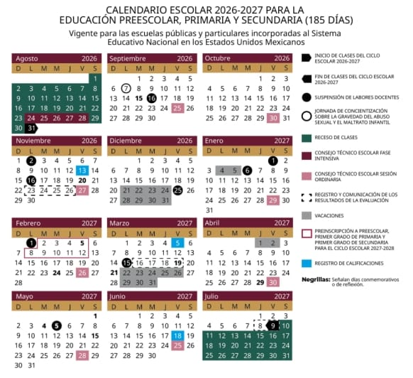 Propuesta regulatoria integra el Calendario Escolar  para Ciclo Escolar 2026-2027 | SEP