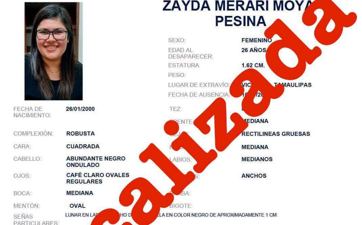 Fiscalía confirma localización de Zayda Merari; investigan las circunstancias del caso. | Cortesía: FGJT