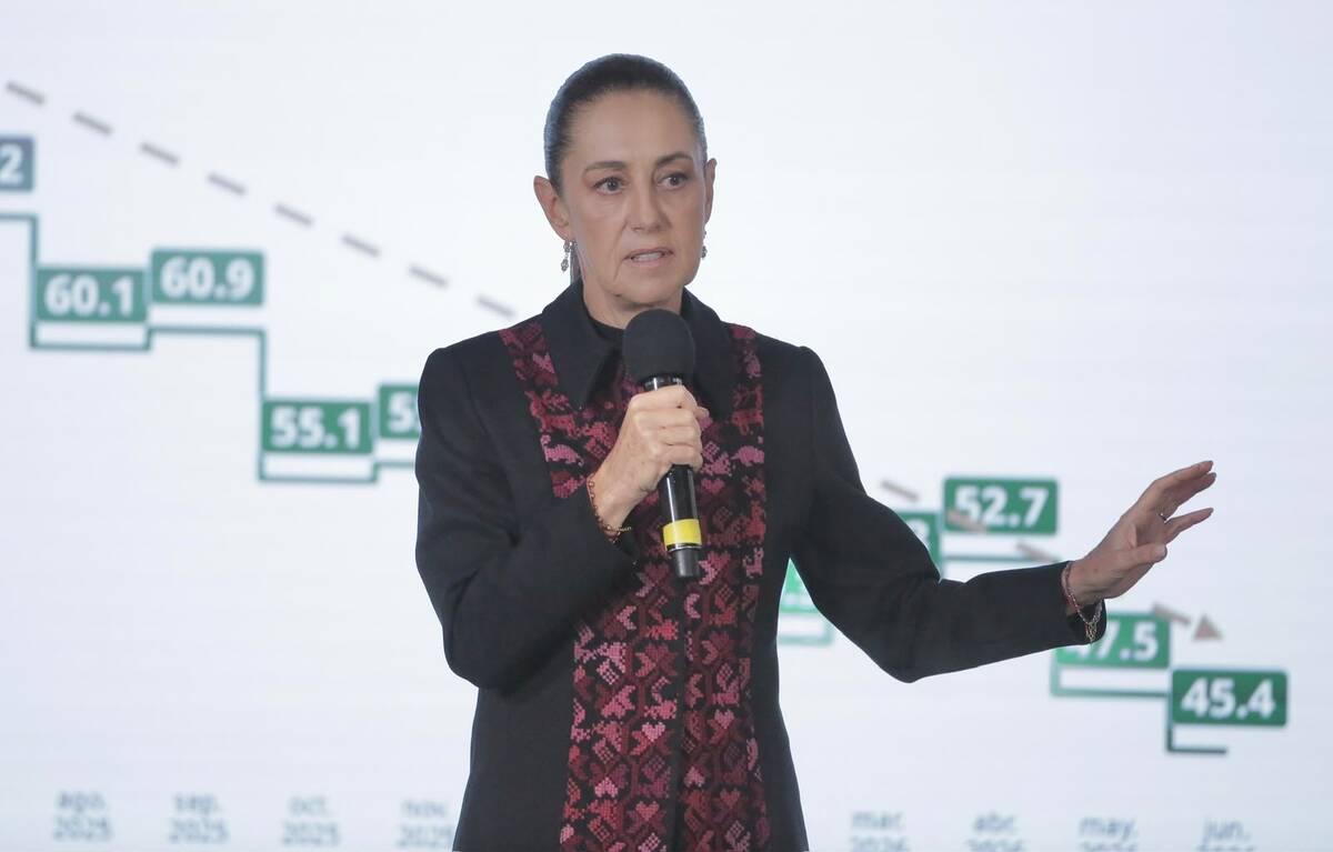 La presidenta Claudia Sheinbaum destacó que ha bajado el promedio de homicidios diarios en México. | Foto: Ariel Ojeda