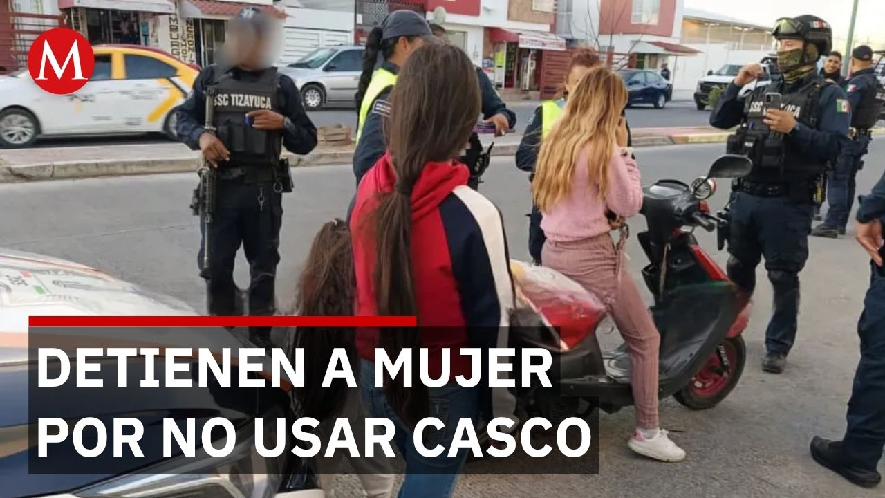 Autoridades detienen en Tizayuca a una mujer por viajar con menores en motoneta sin casco
