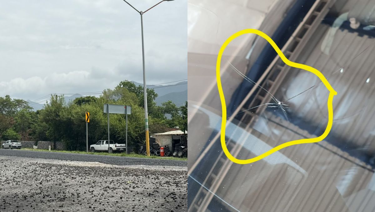 Conductores exponen vidrios estrellados por la grava suelta en la Carretera Nacional. | Edgar Plata