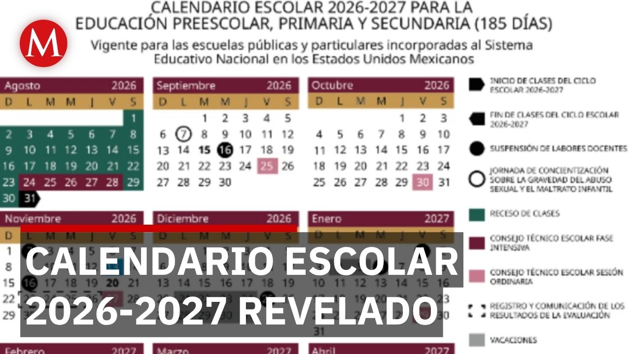 SEP presenta calendario escolar 2026-2027 con vacaciones de invierno de casi 3 semanas