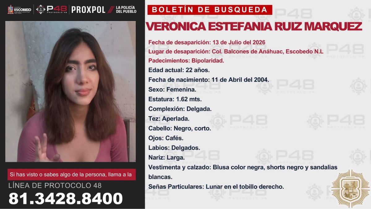 Verónica Estefanía Ruiz Márquez fue vista por última vez el pasado lunes 13 de julio. | Especial