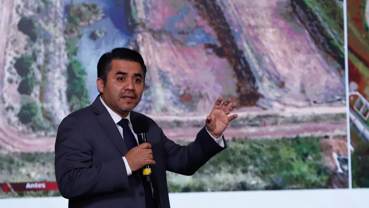 Efraín Morales, director general de Conagua, en la conferencia mañanera en Palacio Nacional (Ariana Pérez)
