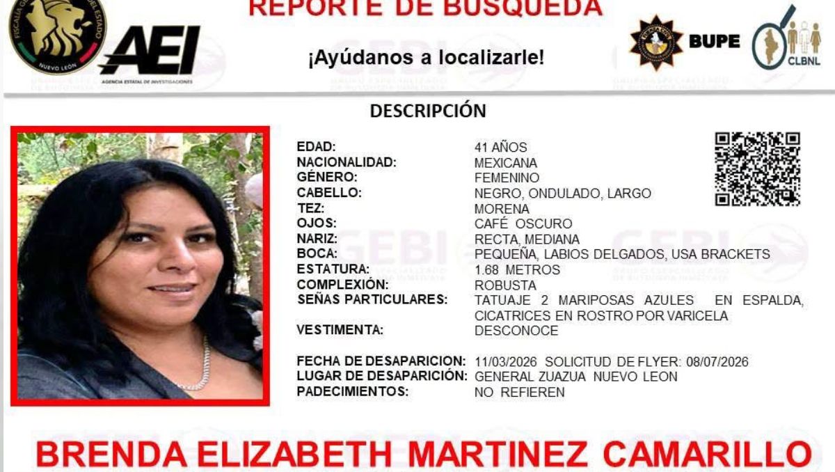La mujer, de 41 años, desapareció el pasado 11 de marzo. Foto: Especial
